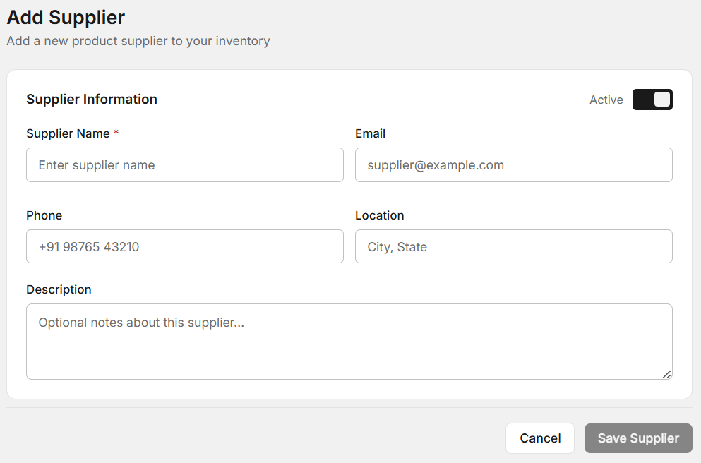 Add suplier details than save it.