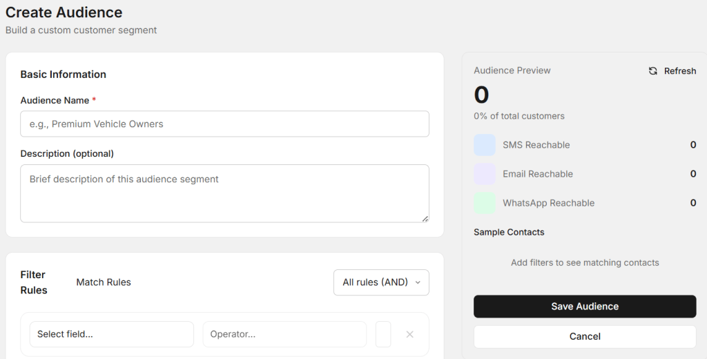 Here how you can add audiences