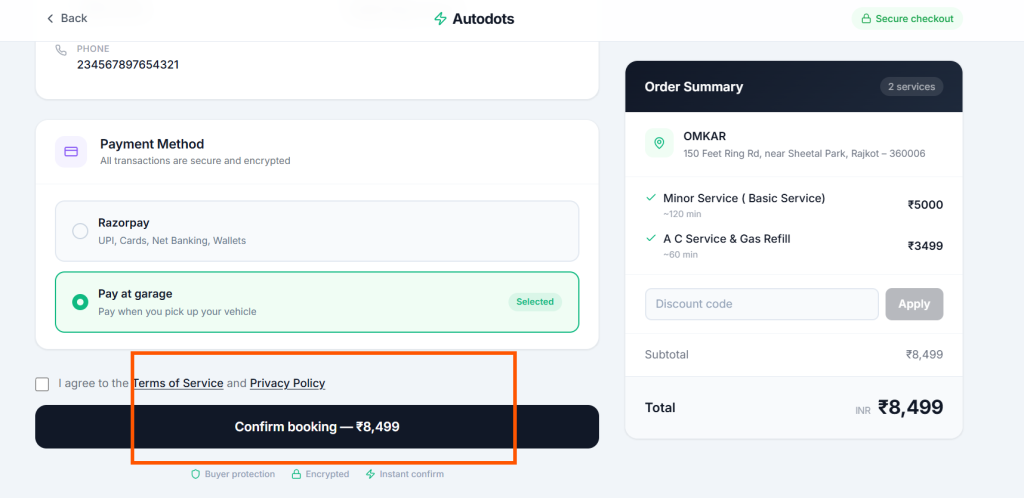 Select one payment option 