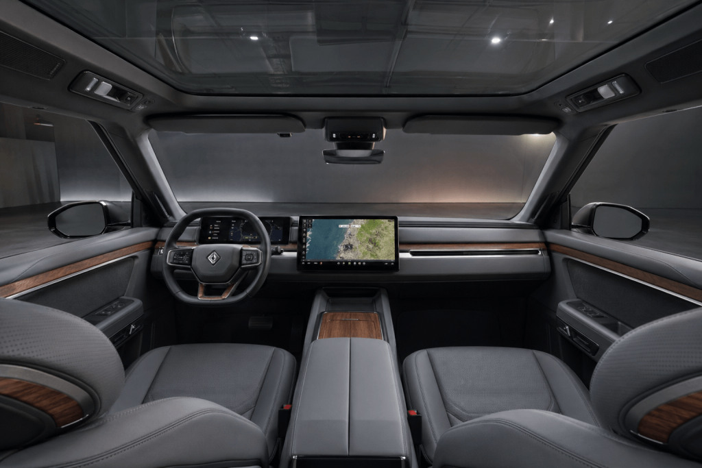 2026 Rivian R2 interior dashboard and touchscreen view