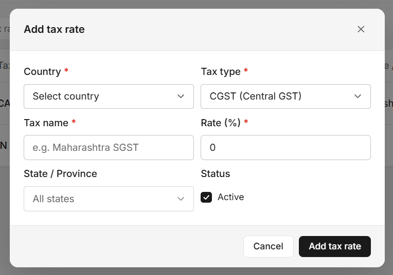 Fill details of tax for services.