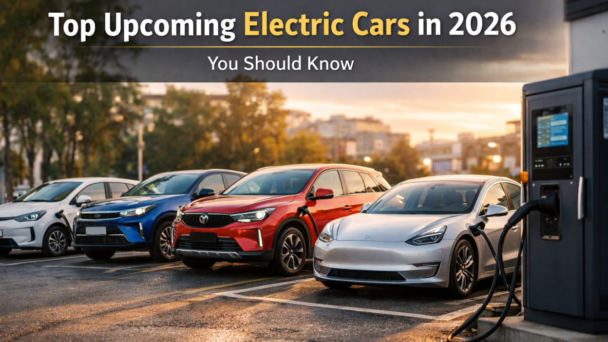 top upcoming electric cars 2026 at EV charging station