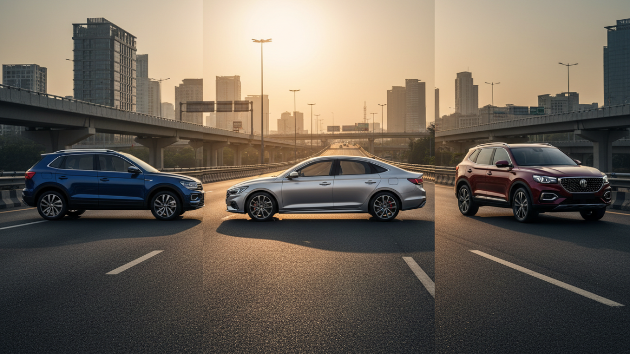 Top car news India April 2026 featuring Volkswagen Taigun Facelift Hyundai and MG