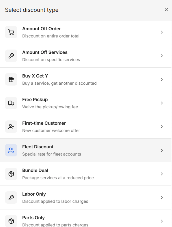 select discount options.