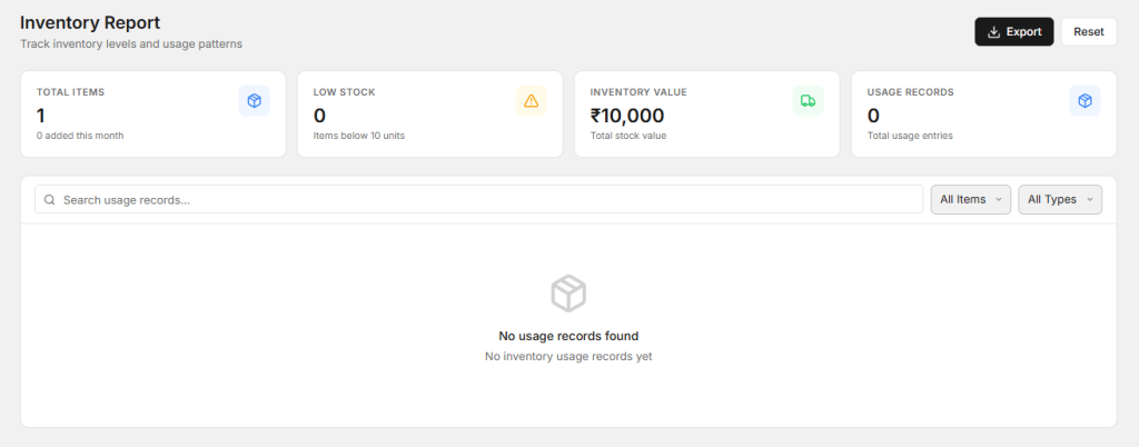 Here you can get inventry report .