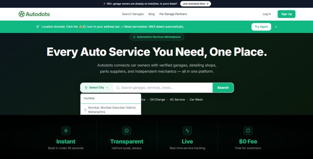 Enter your location and find services
