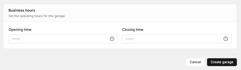Here you can add opening and closing time