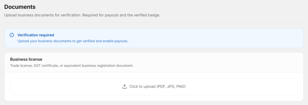 Here you have to upload garage document's.