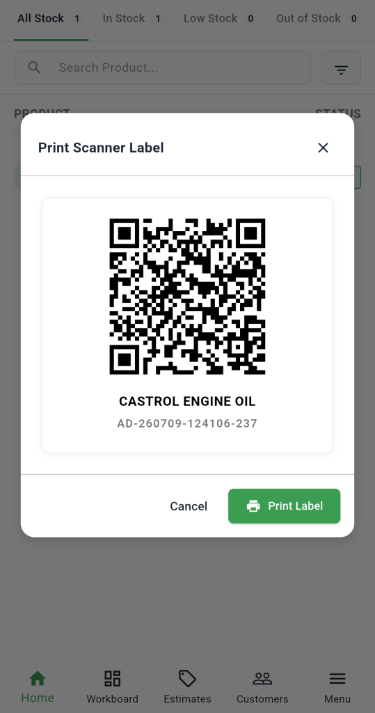 Scan code and update your inventory